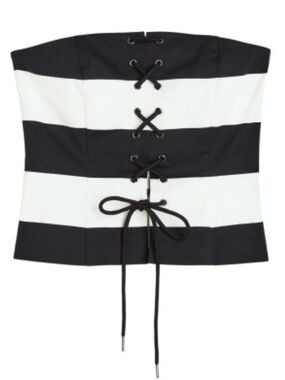 NWT H&M Black/White Lace Up Corset Top Size Large